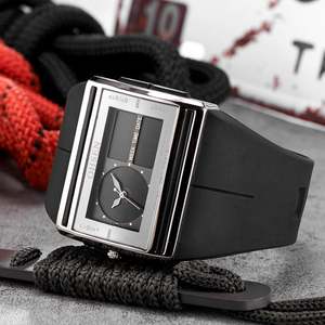 <span class=keywords><strong>OHSEN</strong></span> 0518 브랜드 유행 망 쿼츠 시계 vive 고무 스트랩 물 저항 더블 디스플레이 캘린더 캐주얼 reloj 시계 - Product Image 6