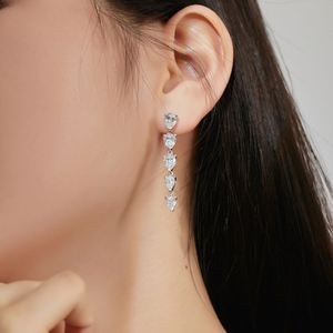 Dylam Exquisite Jewelry S925 Silver Rhodium 18K Gold Plated Women <b>Fine</b> Jewelry Bar Tassel 5A Cubic Zircon <b>Stud</b> <b>Earrings</b> - Product Image 5