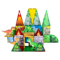 Bloques de Construcción Magnéticos Montessori con Temática del Mundo de los Dinosaurios, Juguete Educativo STEM para Niños