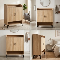Étagère de rangement en mélamine de luxe moderne, buffet à trois niveaux, design durable et écologique pour le rangement de la chambre à coucher