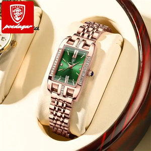 นาฬิกาข้อมือเพชรคุณภาพสูง POEDAGAR ของแท้จากโรงงาน ดีไซน์ทันสมัย สไตล์ธุรกิจ รูปทรงสี่เหลี่ยมผืนผ้า กันน้ำ ระบบควอตซ์ สำหรับสุภาพสตรี ตัวเรือนสแตนเลส - Product Image 2