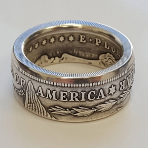 Anello da uomo in ottone massiccio, stile vintage classico, personalizzabile con incisione, alla moda e di tendenza, a forma di moneta da un dollaro. - Product Image 4