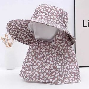 Sombrero de Pescador con Solapa para el Cuello, Estampado de Hojas Rosas, Protección UV, Sombrero para Adultos para Recolectar Té - Product Image 2