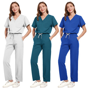 Unisex Scrub Set Moisture Wicking Hospital Uniforms Split Top And Pants Blue - Product Image 4