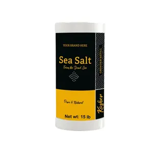 Private Label Kosher Coarse Dead Sea Salt 15lb Shaker Premium Edible Seasoning Made in USA Manufacturer Direct