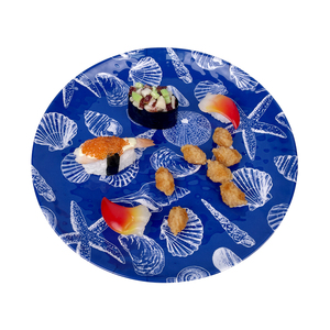 Piatti in Melamina da 9 Pollici Infrangibili Senza BPA con Motivo Blu Profondo di Conchiglie e Stelle Marine per Casa e Spiaggia - Product Image 3