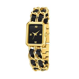 Reloj analógico <span class=keywords><strong>de</strong></span> cuarzo para mujer <span class=keywords><strong>de</strong></span> <span class=keywords><strong>segunda</strong></span> <span class=keywords><strong>mano</strong></span> <span class=keywords><strong>de</strong></span> gama alta, cadena <span class=keywords><strong>de</strong></span> <span class=keywords><strong>oro</strong></span> negro <span class=keywords><strong>de</strong></span> lujo trenzada, pequeño cubo <span class=keywords><strong>de</strong></span> azúcar fragante, reloj negro <span class=keywords><strong>de</strong></span> nicho - Product Image 5