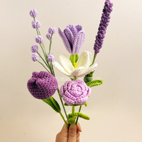 Bunga Rajut Buatan Tangan Grosir Buket Bunga Buatan Rajut Tulip Lavender Mawar Benang Dekorasi Rumah