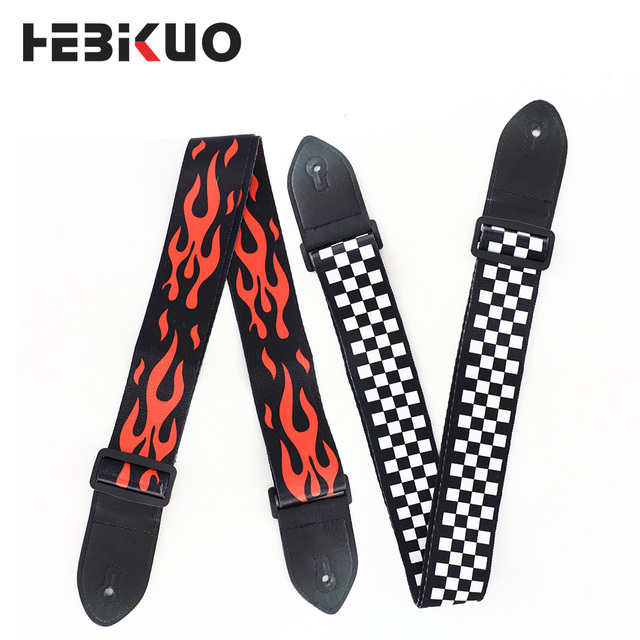 2003 Vintage Multi-Color Leather Guitar Strap Adjustable Colorful Printing Cotton Guitar Stringed Instruments Parts Accessories