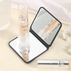 Square Pocket Folding <b>Mirror</b> Black <b>Compact</b> Double Sided Portable Travel Makeup <b>Mirror</b> Custom Logo Plastic Case - Product Image 2