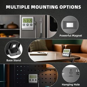 Thermomètre numérique pour viande à micro-ondes, pour la cuisine et le barbecue, avec horloge et minuteur, en plastique, pour fumoir et four - Product Image 5