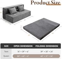 Sofá Cama Plegable Multifuncional de Estilo Japonés para Dormitorio Individual/Doble, con Tela Tatami, Nuevo Modelo