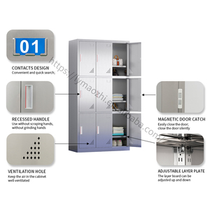 Casier de rangement commercial en acier inoxydable à 9 portes avec serrure magnétique pour bureau, école, hôtel et entrepôt - Design moderne - Product Image 2