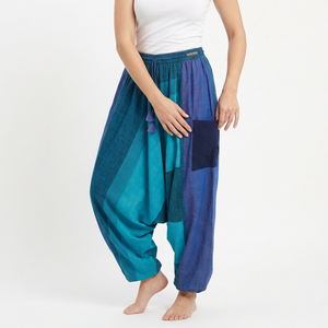 Women's Boho Stylish Harem <b>Yoga</b> Pants Patchwork Elastic Waist Summer Cotton with Fancy Pockets Streetwear <b>Trousers</b> - Product Image 1