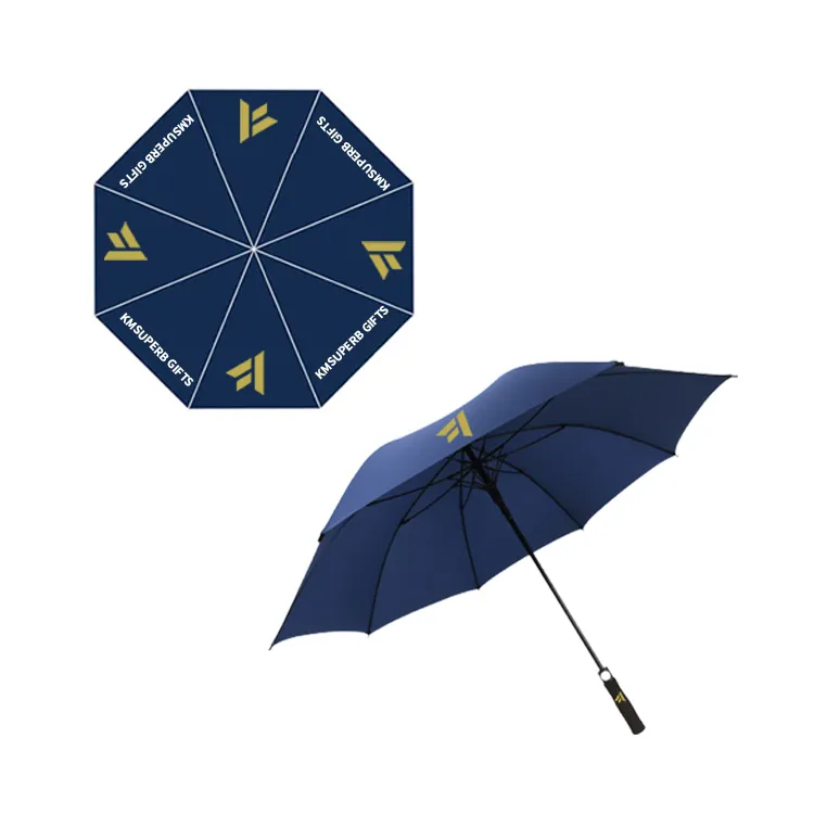 Ombrello da golf con logo personalizzato ombrello dritto blu scuro per la promozione aziendale