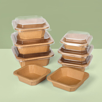 Boîte à lunch jetable écologique en papier kraft SenAng, emballage pour fruits à emporter, salade, bol bento octogonal, collation en PET, biscuit