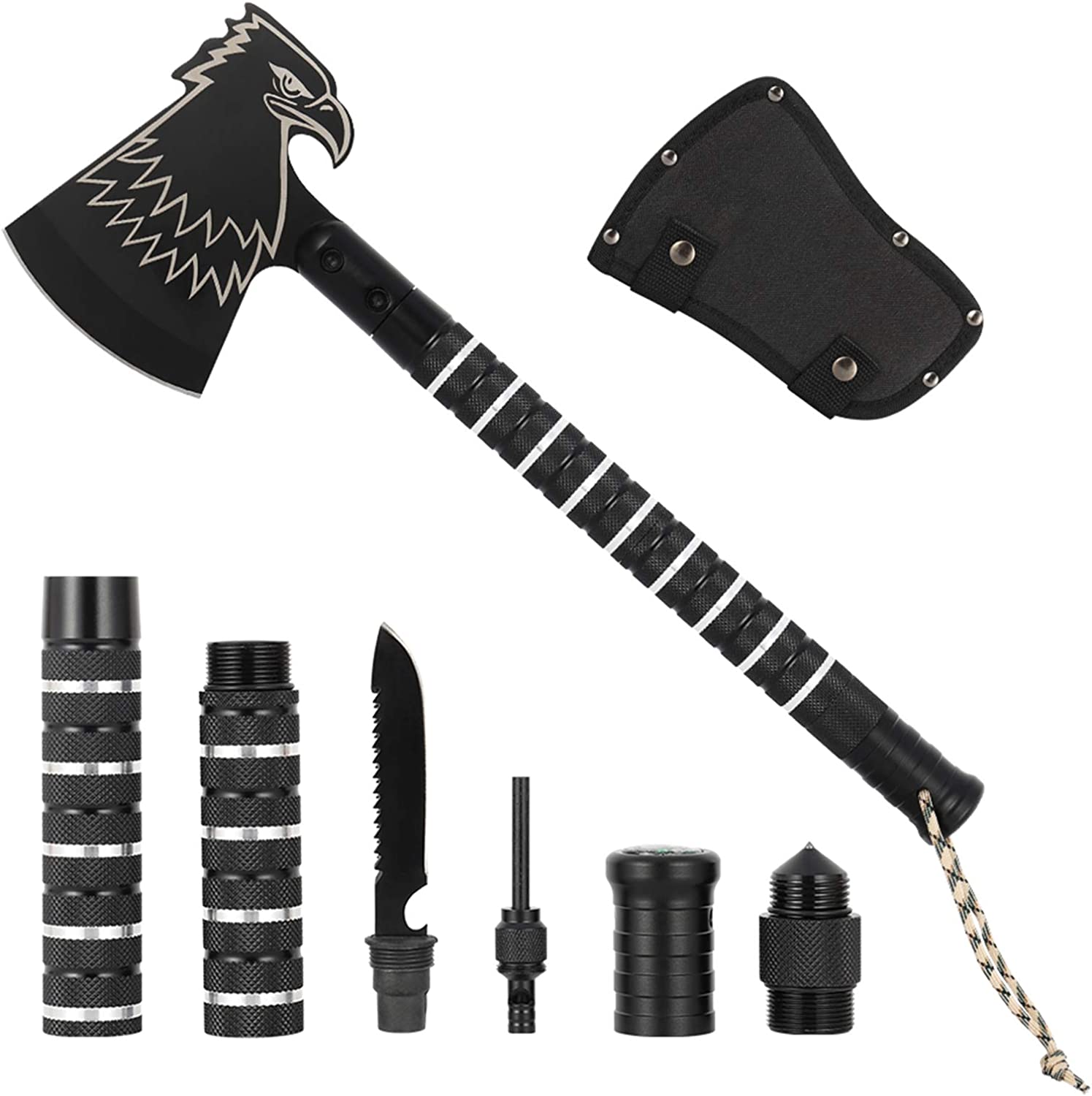 Isunpro черный складной топор для выживания на природе Приключения ястреб с ножнами многофункциональный набор инструментов Тактический топор метательный топор