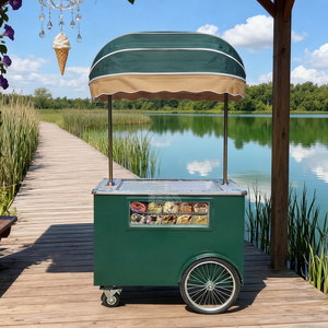 Gelato Showcase Ice Cream Display Case Mobile Outdoor Flower Cart Street Food Car Ice Cream Cart - Product Image 1