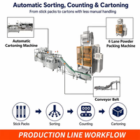 Machine de cartonnage automatique multi-voies pour sachets de poudre probiotique à scellage arrière servo à 6 lignes, ligne de production d'emballage en carton