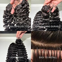 Offre Spéciale Cheveux Humains au Crochet Ondulés Profonds # Lot de Cheveux au Crochet Pré-Séparés Miracle Knots Couleur 1B pour Femmes