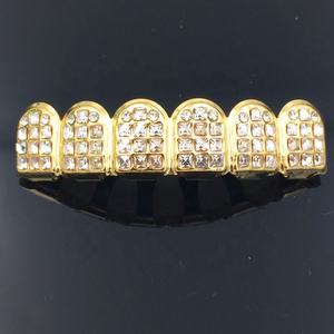 Dientes de taladro de diamante chapado en oro de 18k estilo hip hop americano, joyería para el cuerpo, 2020 - Product Image 3