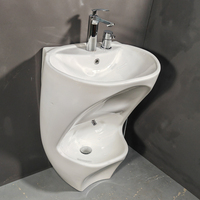 Vente en gros de bâtiments commerciaux Musulman wudu Pied de lavabo en céramique Piédestal sur pied Évier de lavage des mains