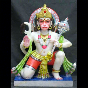 Hermosa Escultura Religiosa de Hanuman en Mármol Blanco Puro de Makrana, India, Pulido, para Decoración del Hogar - Product Image 1