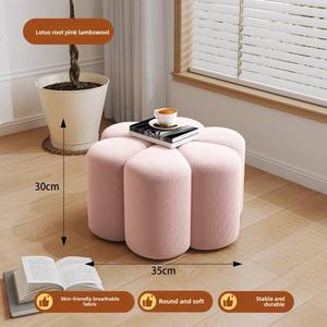 Taburete de Salón Estilo Sofá, Taburete de Pétalos de Lujo, Banco para Zapatos de Salón, Decoración del Hogar de Alta Gama, Taburete Redondo Acogedor, Ideal para Instagram - Product Image 4