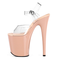 Chaussures de mariage pour femmes à plateforme transparente en PVC, à lacets, talon aiguille de 20 cm, bout ouvert, chaussures de danse d'été en ABS, tenue de club personnalisée