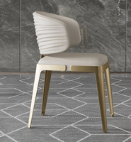 Chaise de salle à manger en cuir PU de luxe italien Lonkin, style moderne, acier inoxydable, pour restaurant, hôtel, villa, fauteuil