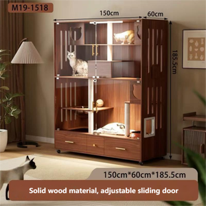 Maison pour chat d'extérieur en bois massif de luxe extra large et moderne avec un design durable, espace libre et motif animal - Product Image 4