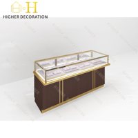 Vitrine de présentation de bijoux en verre étanche avec support métallique pour magasin, meuble de présentation de bijoux
