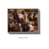 Décorations de Noël, peinture sur toile vintage, art mural, image de scène enneigée pour la décoration des fêtes