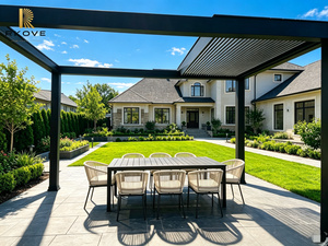 Pérgola Moderna de Aluminio RKOVE con Recubrimiento de Polvo Negro, Cubierta Rectangular para Patio Exterior - Product Image 1