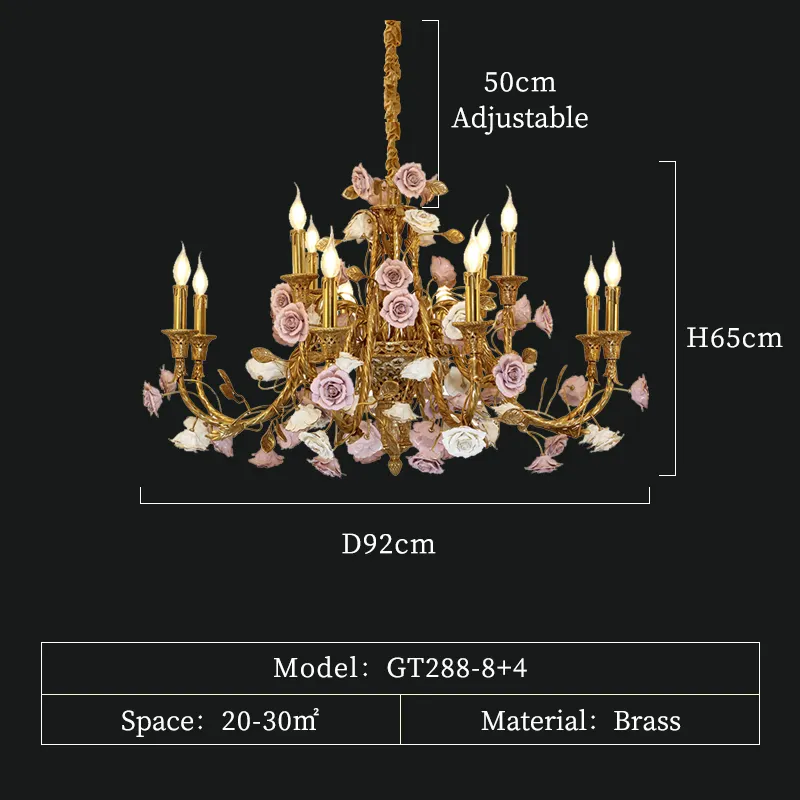 Xing Zhong Luxus Französisch Blumen Design Antik Messing Kronleuchter Wohnzimmer Hotel Led Kupfer Pendel leuchte