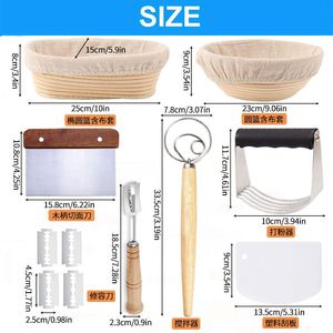 Stock 12-Piece Starter <b>Kit</b> Sourdough Baking Supplies Bread Proofing <b>Basket</b> Set Rattan <b>Weaving</b> Eco-Friendly - Product Image 4