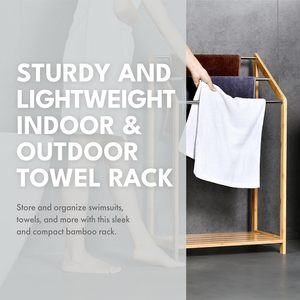 <span class=keywords><strong>Support</strong></span> d'accessoires de bain moderne en bambou pratique pour la maison Porte-serviettes en <span class=keywords><strong>échelle</strong></span> avec fonction de rangement pour la salle de bain - Product Image 6