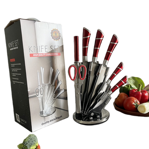 Juego <span class=keywords><strong>de</strong></span> <span class=keywords><strong>cuchillos</strong></span> <span class=keywords><strong>de</strong></span> chef <span class=keywords><strong>de</strong></span> acero <span class=keywords><strong>de</strong></span> Damasco <span class=keywords><strong>de</strong></span> 9 piezas al por mayor con soporte acrílico ABS juego <span class=keywords><strong>de</strong></span> <span class=keywords><strong>cuchillos</strong></span> <span class=keywords><strong>de</strong></span> cocina desechables rosas - Product Image 4