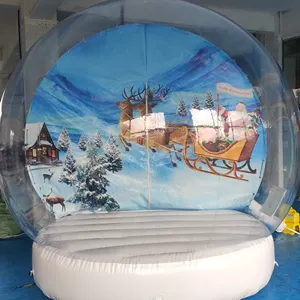 Hot selling life size 3/4/5m giant Santa Claus decorated inflatable dome photo booth bubble balloon house