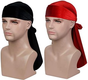 Durags unisexes en gros, extra longs, style hip-hop, en soie, velours design, quatre saisons, décontractés, bon marché, personnalisés - Product Image 1