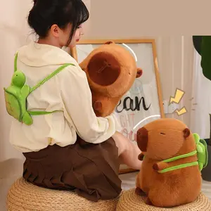 Vente à Chaud Peluche Capybara Jouet Animal en Peluche Vente en Gros Mignon Peluche Capybara en Peluche avec Sac à Dos Tortue