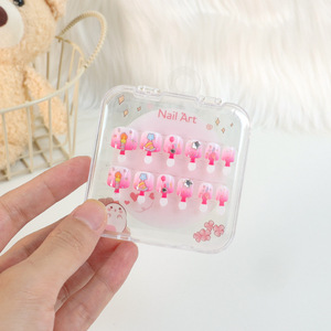 Qianya Cute Sweet Pearl Press en las <span class=keywords><strong>uñas</strong></span> para niños-Diseño de dibujos animados, <span class=keywords><strong>Uñas</strong></span> postizas extraíbles con pestañas adhesivas, puntas de Arte de <span class=keywords><strong>uñas</strong></span> reutilizables - Product Image 5