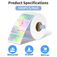 Rouleau d'étiquettes adhésives thermiques holographiques durables vierges pour imprimantes thermiques, autocollants étanches RTS, impression personnalisée