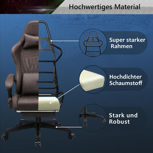 Chaise de jeu pivotante musicale la plus vendue <span class=keywords><strong>avec</strong></span> dossier inclinable en cuir marron clair, chaise de bureau fonctionnelle pour gamer <span class=keywords><strong>avec</strong></span> repose-pieds - Product Image 4