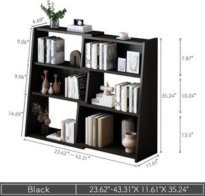 Compact Extendable Wooden <strong>Ladder</strong> Bookcase - 3-Tier Low Open <strong>Shelf</strong> for Small Spaces &amp; <strong>Corner</strong> Organization, Dark Walnut - Product Image 2