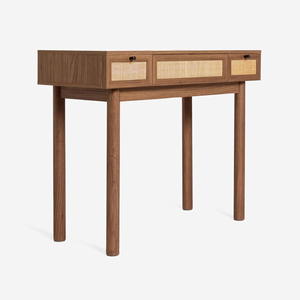 Consolle/Tavolo da Trucco in Rattan Effetto Rovere Scuro Giapponese <span class=keywords><strong>Pavia</strong></span> con Cassetti Regolabili, Mobile Contenitore Durevole ed Ecologico per la Casa - Product Image 5