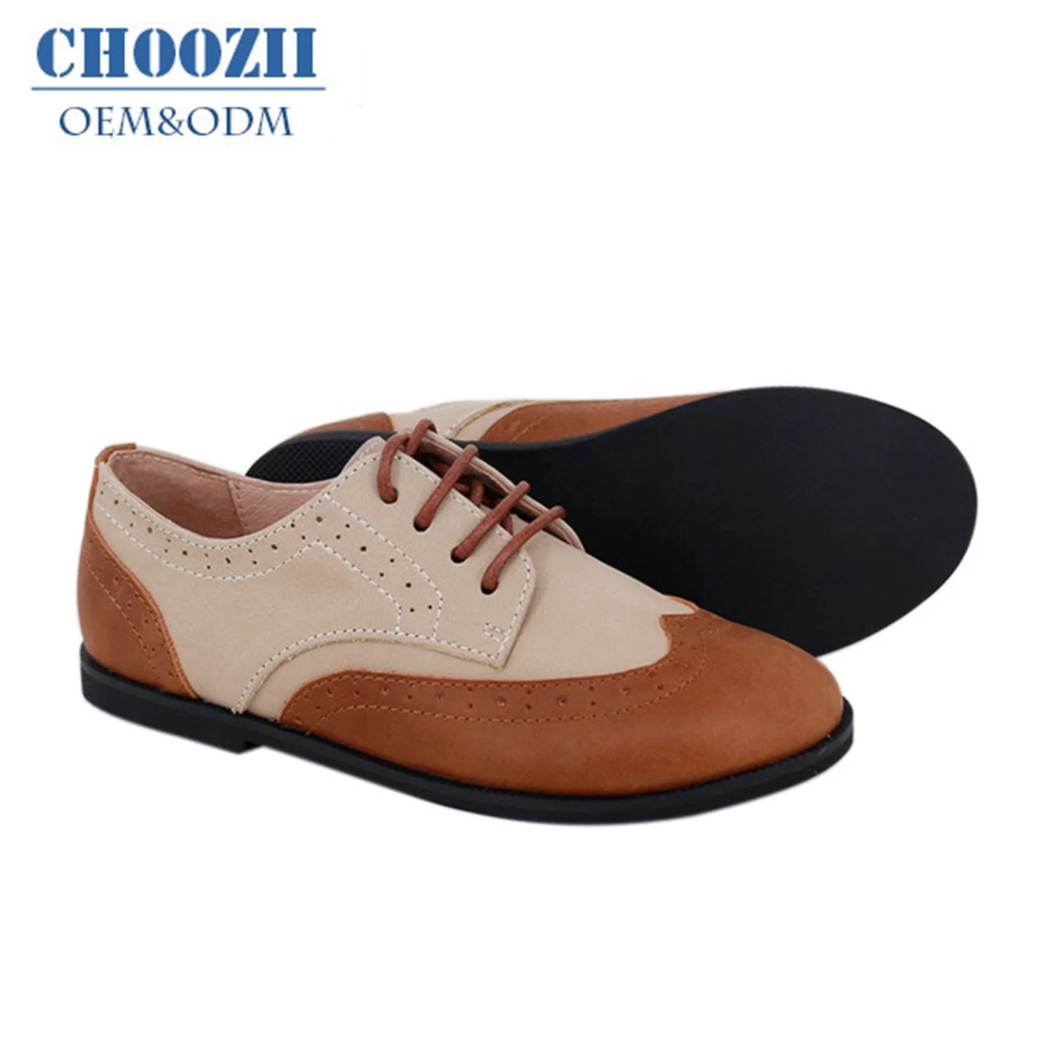 Новый модный дизайн на заказ, обувь из вощеной кожи на плоской подошве, повседневная обувь на шнуровке для мальчиков
