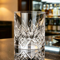 Copa de Vino de Cristal K9 sin Plomo, Tallada a Mano con Patrón de Cebada Edo Kiriko, Vaso para Whisky Grabado, 200ml, Lujosa y Elegante