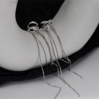 FUAMAY joyería de moda 925 plata esterlina Micro borla oreja brazalete mujer nicho diseño circón largo borla brazalete pendiente