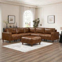 Sofá Modular Cuadrado de Cuero PU Marrón Personalizable de 2-5 Plazas, Otomana Seccional, Muebles Modernos para Sala de Estar, Hotel, Hospital